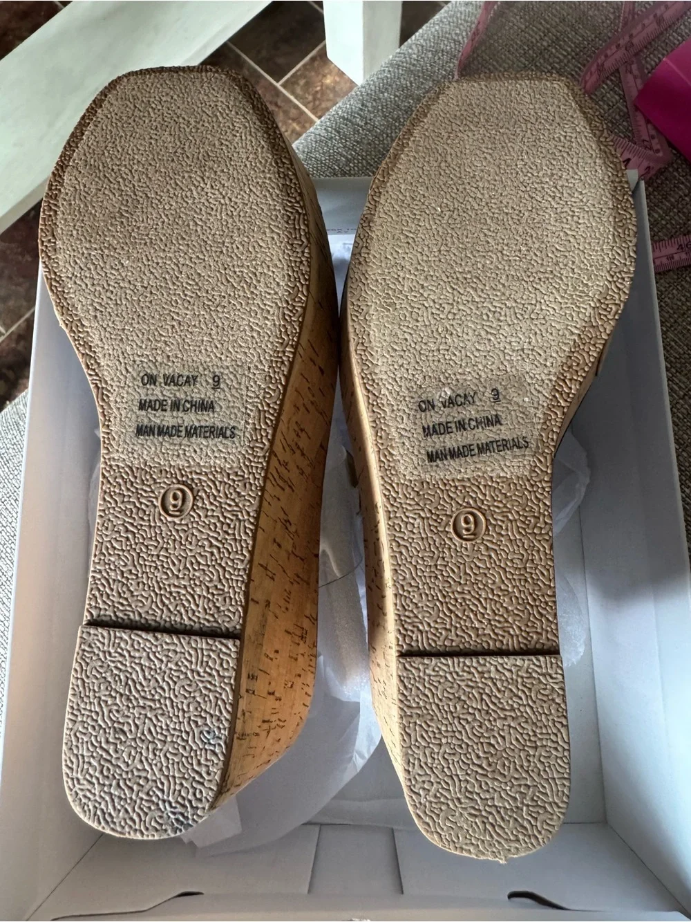 HeyGirl by Corky’s Clear Cork Wedge Sandals with Gold Chain Detail -NWT!